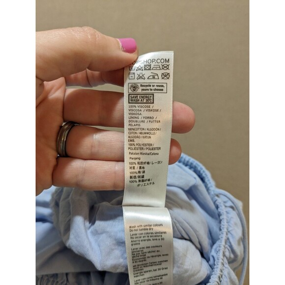 Topshop Jumpsuit Women's Blue Eyelet Viscose Spaghetti Straps Size 8 - Picture 9 of 14